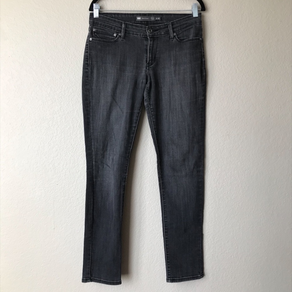 Black Levi Denim Mid Rise Skinny Jean Pants